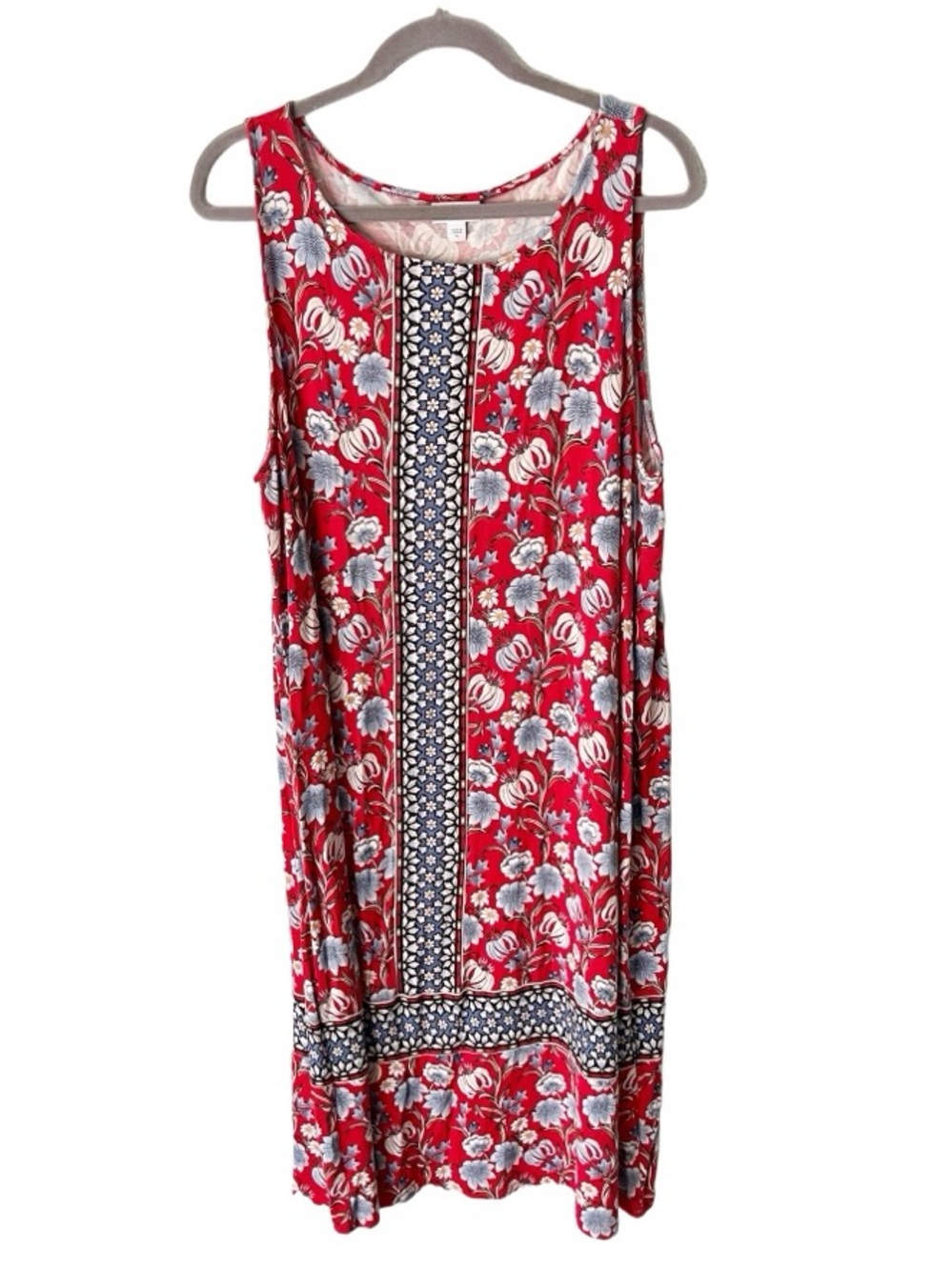 J. Jill Floral Jersey Knit Maxi Dress Size XL Red Resortwear Classic